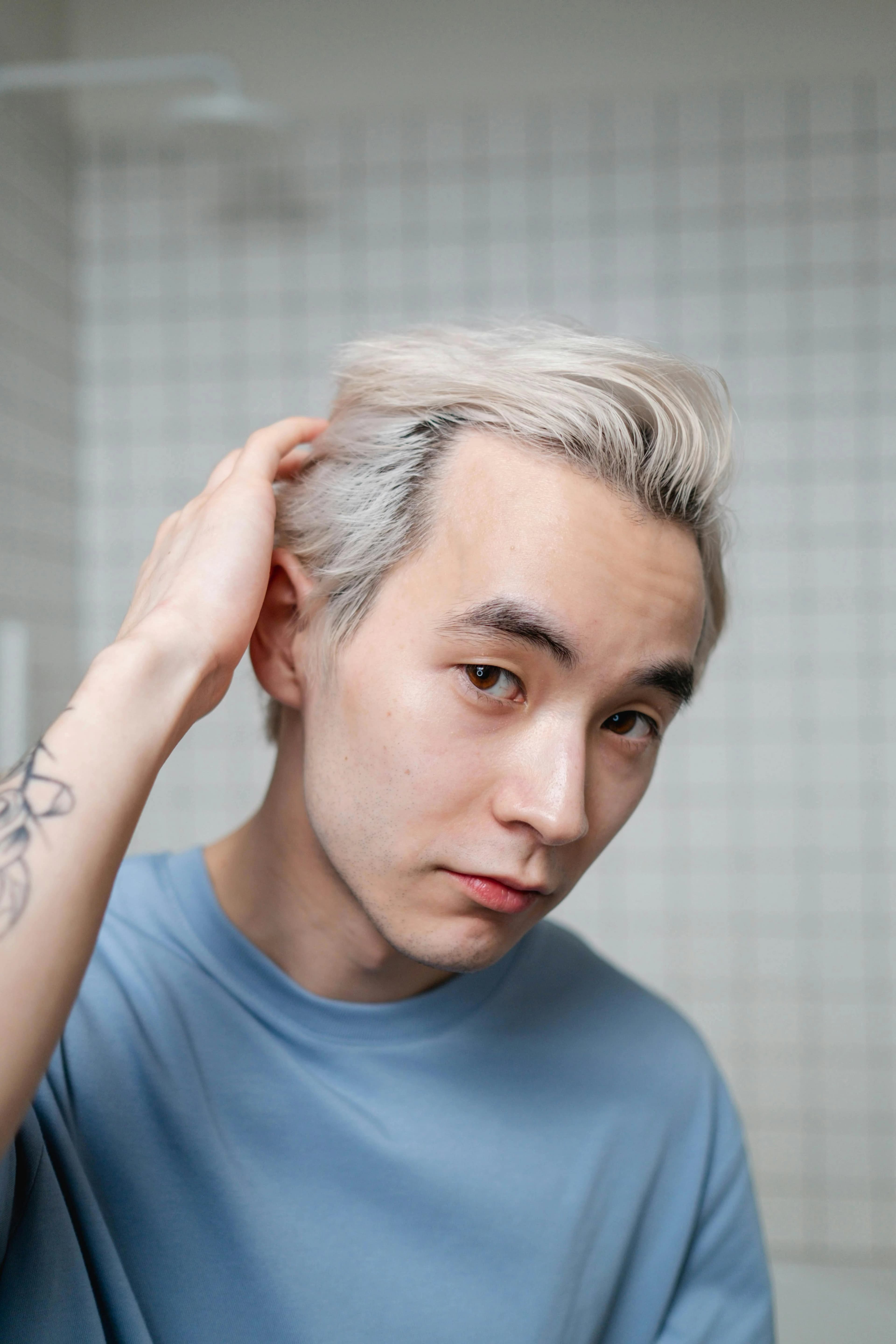 Man following evening skincare routine